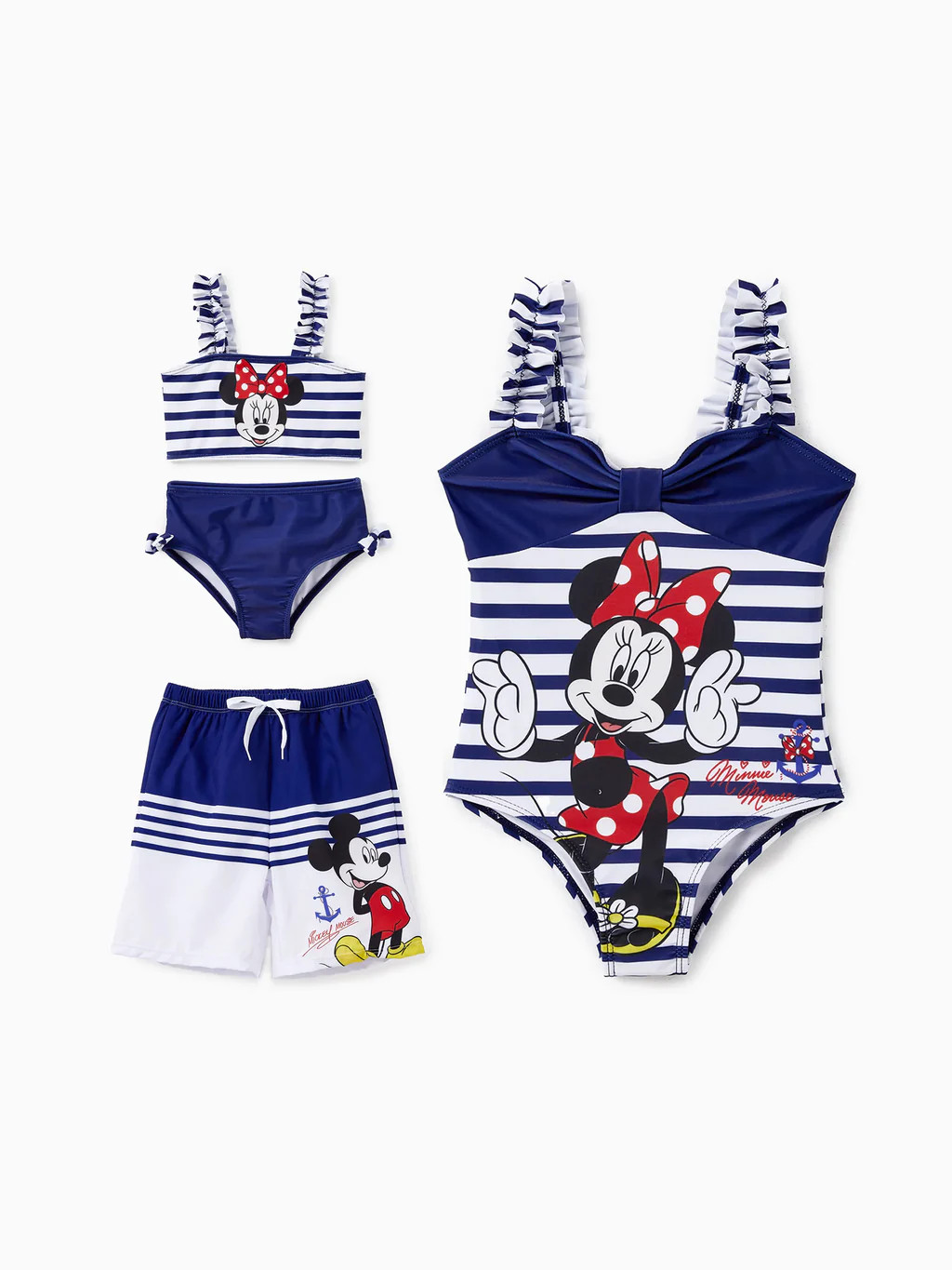 Funny Disney Mickey and Friends Sibling Set Boy/Girl Minnie/Mickey Character Stripped Swimsuit Da... | PatPat