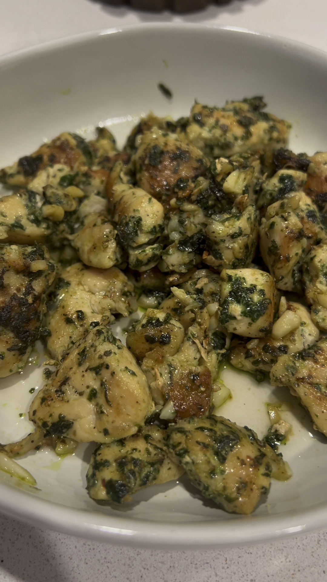 Easy dinner idea - lemon and garlic chicken bites!

* 1 lb chicken
* 1/2 tsp oregano
* 1/2 tsp basil
* 2 tbsp parsley
* 1/2 tsp salt
* 1/4 tsp pepper
* 4 tbsp butter
* 2 tbsp minced garlic
* juice of 1/2 lemon 

Directions: 
1. Melt 2 tbsp butter over medium heat. 
2. Combine chicken with oregano, basil, parsley, salt and pepper, cook until done.
3. Add remaining 2 tbsp butter and garlic, cook for another minute.
4. Top with lemon juice.

#LTKFamily #LTKHome #LTKWatchNow