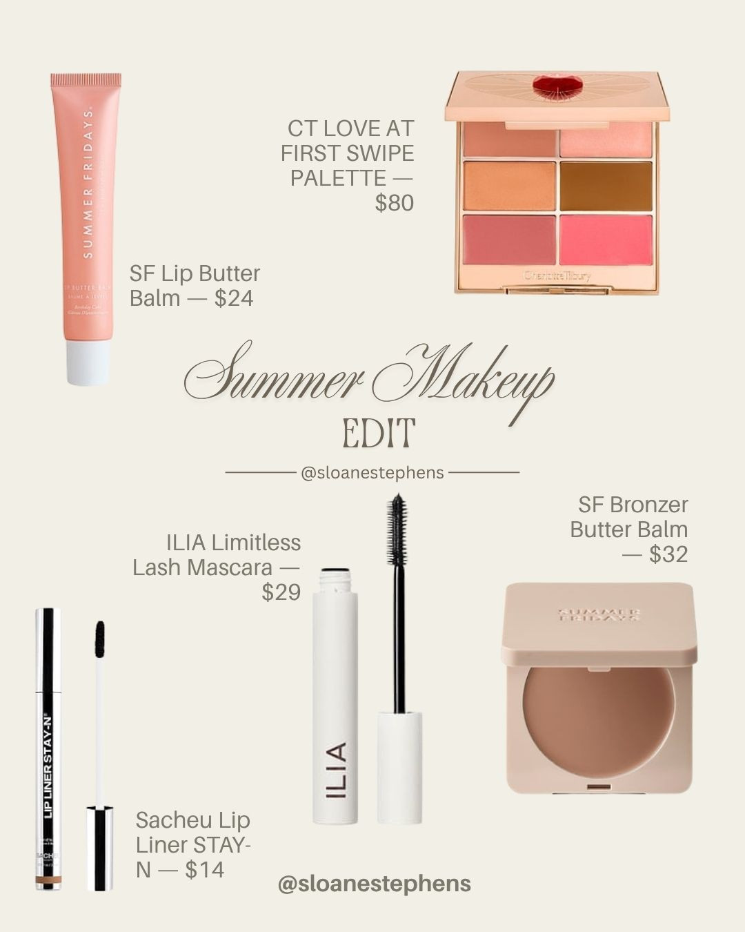 your summer makeup bag, sorted ☀️ @sloanestephens shares her go-to summer beauty edit — bronzers, lip balms, mascara & more. all linked on LTK! 💄 #SummerMakeup #MakeupEdit #SummerBeauty #SloaneStephens #ILIA #CTLove #Sacheu

#LTKbeauty #LTKbeauty