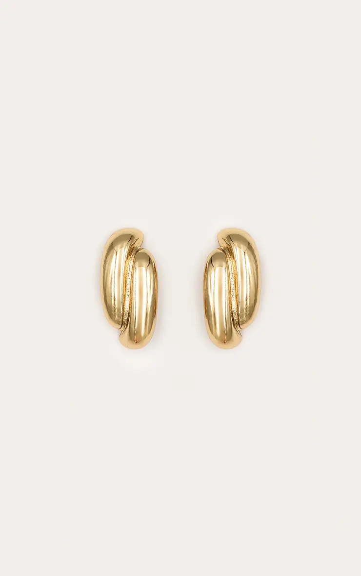 Gold Chunky Abstract Twist Statement Earrings | PrettyLittleThing UK