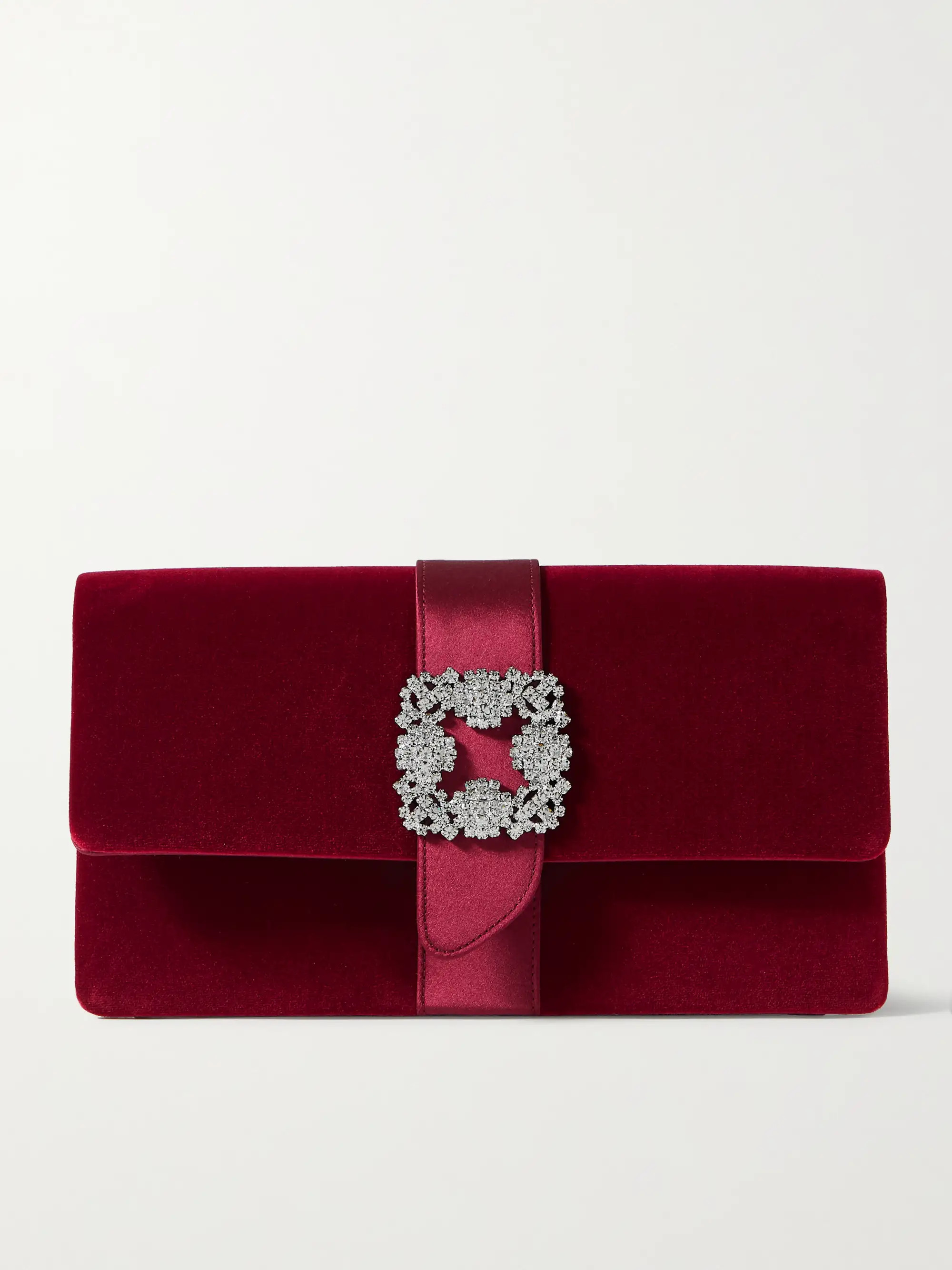 Capri crystal-embellished satin-trimmed velvet clutch | NET-A-PORTER (US)