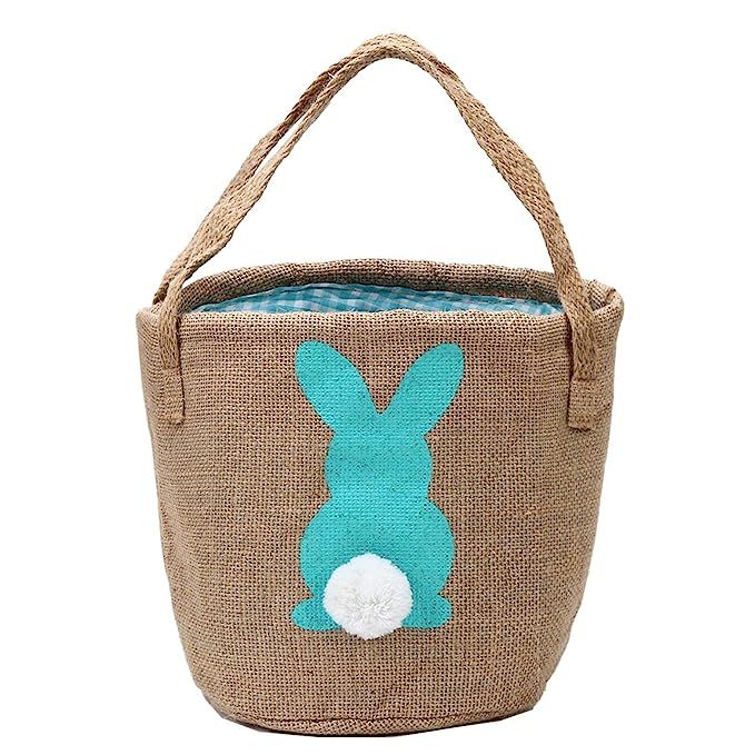 Easter Basket Seersucker Egg Hunt Bunny Baskets for Kids with Cute Rabbit Ears Stripe Storage Gif... | Amazon (US)