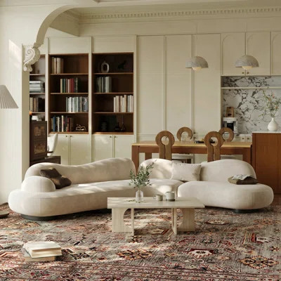 134" Modern Curved Asymmetrical Sectional Sofa, Stain-Resistant Performance Fabric | Wayfair North America