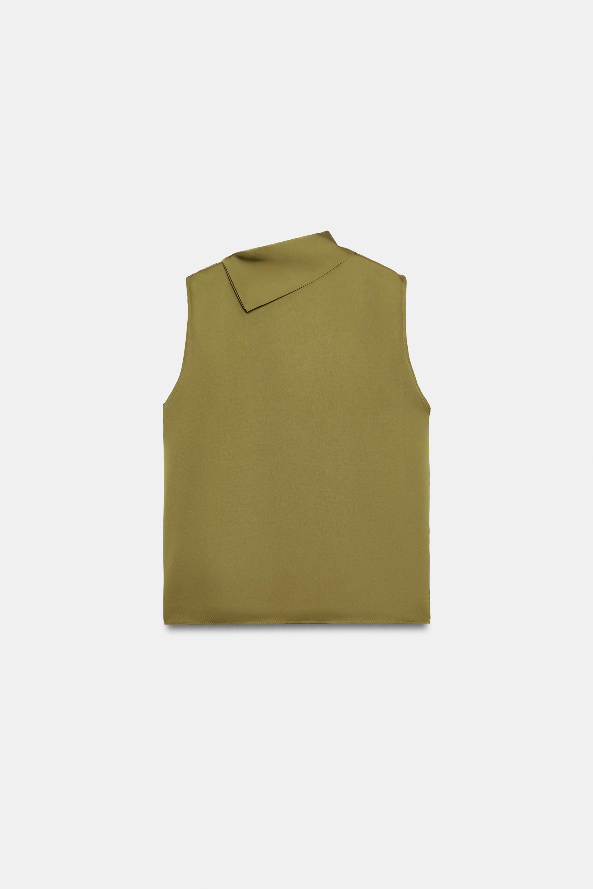 SATIN SHOULDER-BUTTON TOP | Zara US