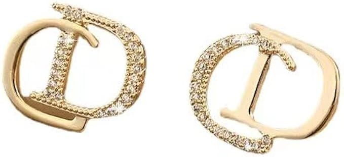 CD Letter Earrings Diamond Earrings Gold Plated Logo Earrings Gifts for Women or Girlfriends | Amazon (US)