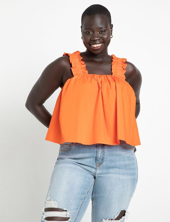 Trapeze Top With Ruffle Straps | Eloquii