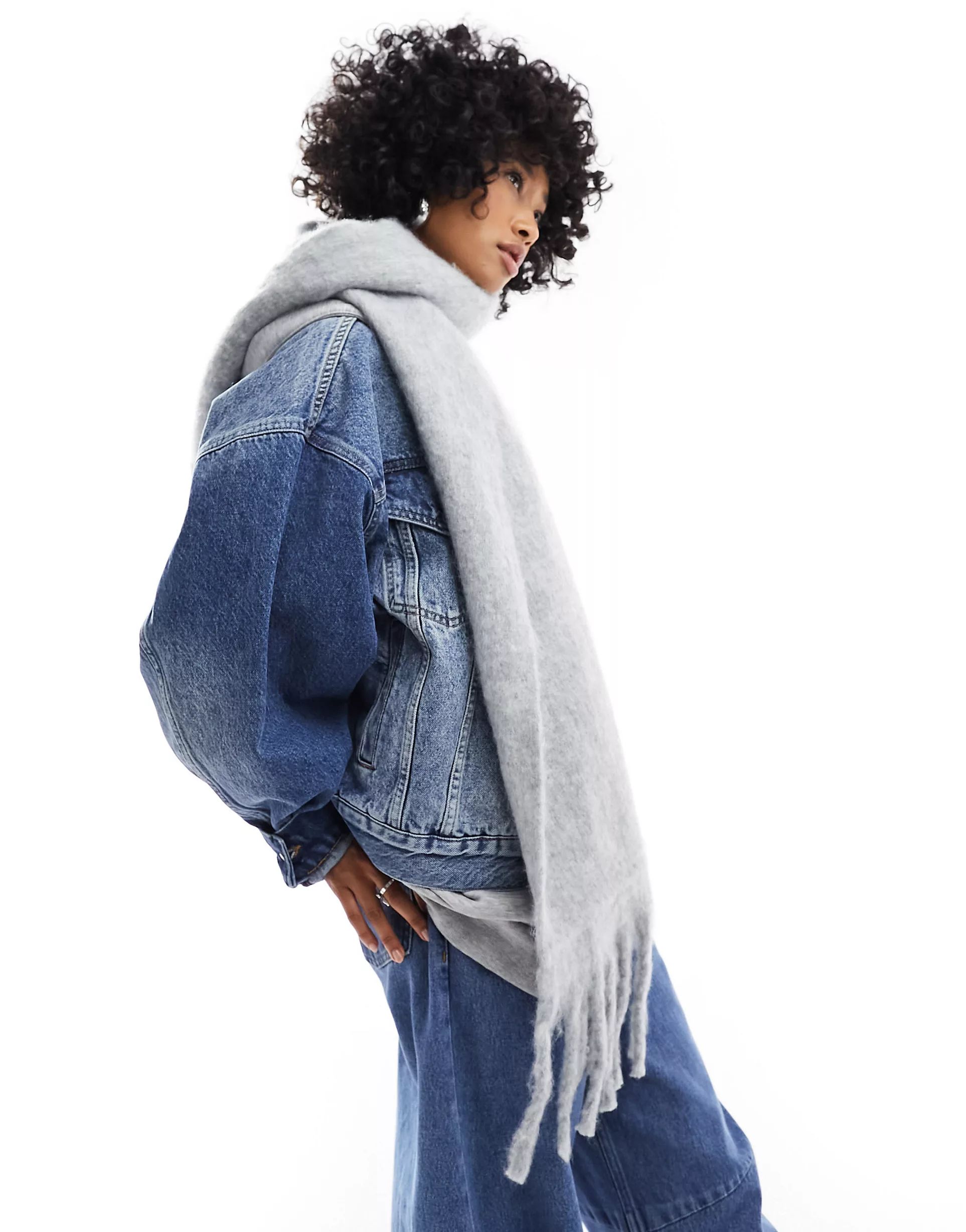 Monki soft chunky scarf in gray melange | ASOS | ASOS (Global)