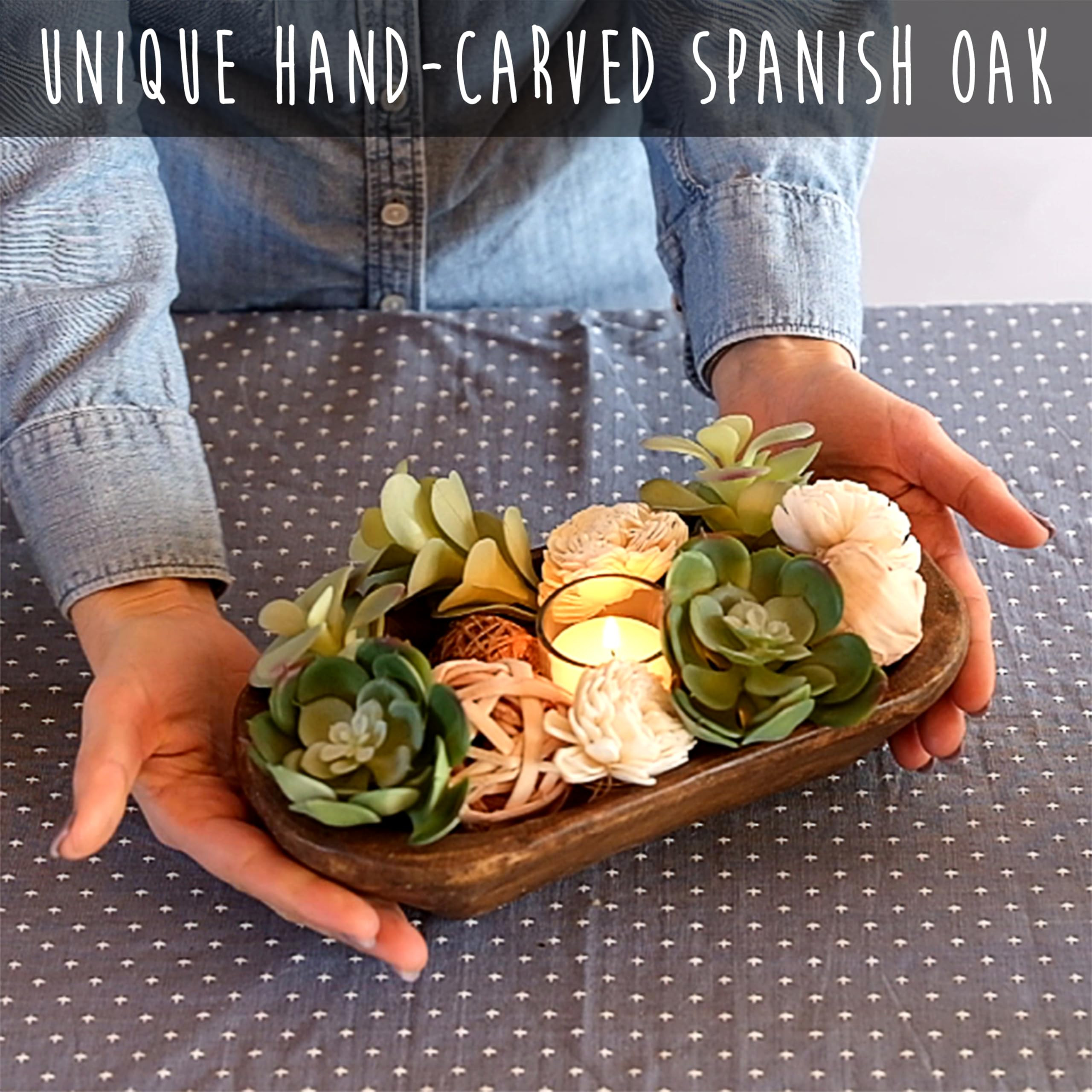 MAINEVENT Decorative Bowl Home Decor Approx 10 Inch, Hand Crafted Spanish Oak Wooden Dough Bowl D... | Amazon (US)