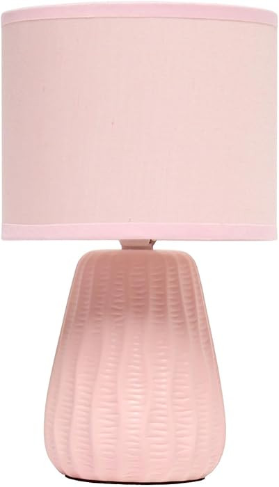 Simple Designs LT1138-LPK 11.02" Traditional Mini Modern Ceramic Texture Pastel Accent Bedside Ta... | Amazon (US)