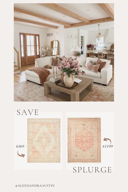 Save or splurge on my new spring area rug! I personally own the alternative rug find and has been one of my faves throughout the years 

Home finds, save or splurge, pops of pink, creamy whites, natural wood tones, ares rug, Pottery Barn style, deal of the day, affordable finds, spring refresh, living room refresh, Boutique Rugs, Becki Owens, vintage inspired area rug, home aesthetic, neutral aesthetic, shop the look!

#LTKSeasonal #LTKhome #LTKstyletip