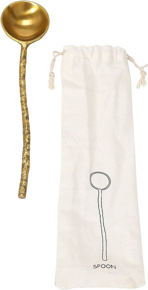 Bloomingville Brass Spoon with Hammered Handle in Printed Drawstring Bag | Amazon (US)