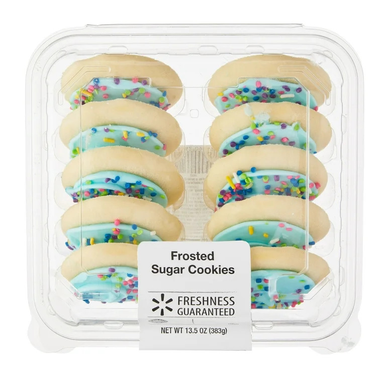 Freshness Guaranteed Frosted Sugar Cookies, Blue, Shelf-Stable/Ambient, Whole, 13.5 oz, 10 Count | Walmart (US)