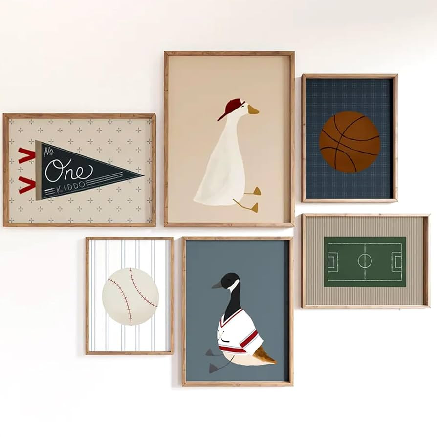 Sports Nursery Wall Art Decor Vintage Boys Room Canvas Pictures Baseball Sport Wall Decor Toddler... | Amazon (US)