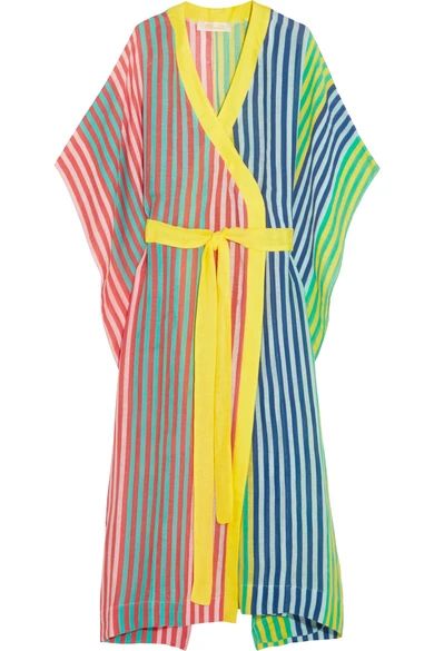 Diane von Furstenberg - Striped Linen-blend Kimono - Coral | NET-A-PORTER (US)