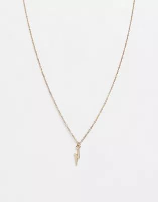 ASOS DESIGN necklace with ditsy lightning bolt in gold tone | ASOS (Global)