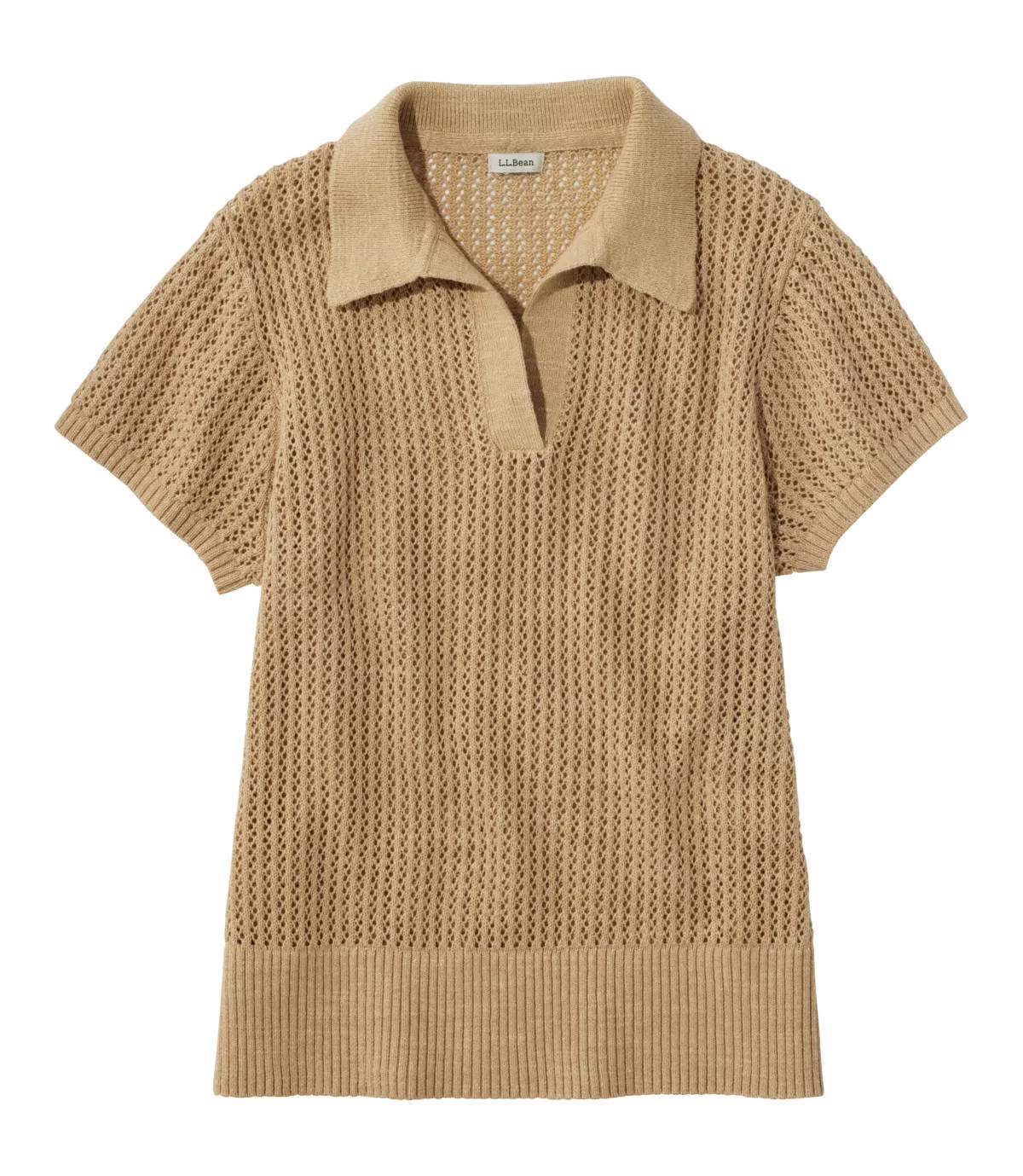 Women's Organic Cotton Slub Pointelle Sweater, Polo | L.L. Bean