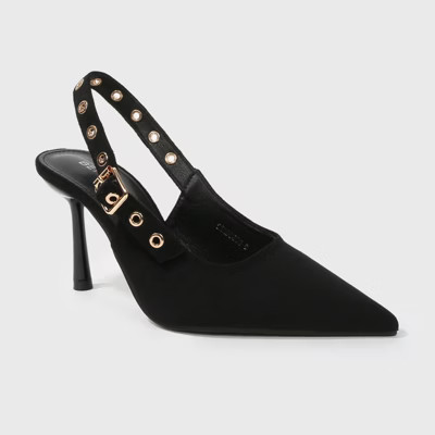 Berness Women's Candes Faux Suede Slingback Stiletto Heels Black 8.5 | Target
