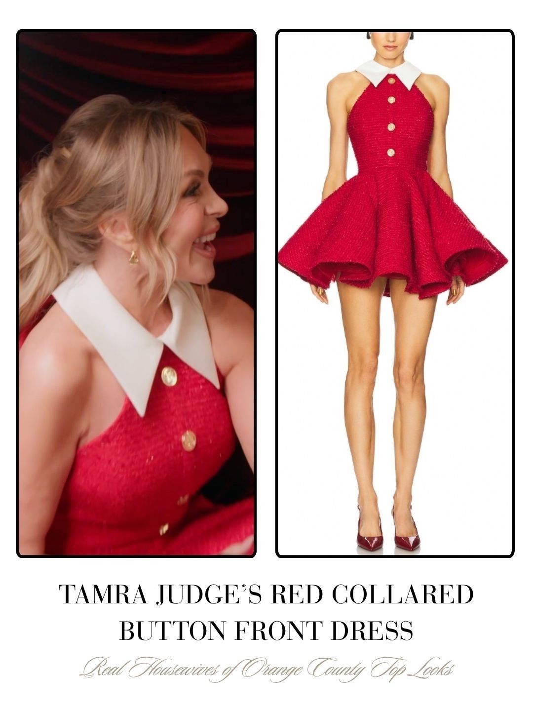 Tamra Judge’s Red Collared Button Front Dress