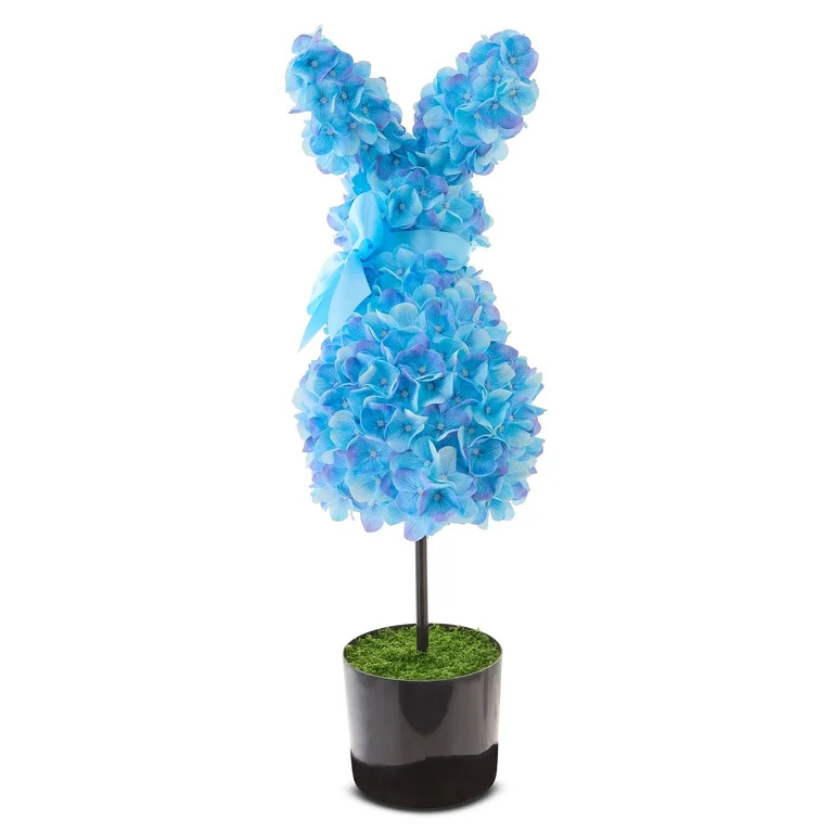 Hydrangea Bunny Topiary, Blue, 27", Easter by Way To Celebrate | Walmart (US)
