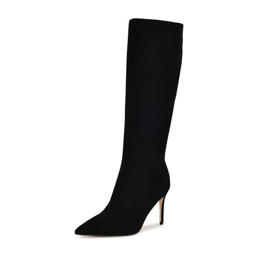 Nine West Women's Cook Wide Calf Boot, Black Suede 001, 9 | Amazon (US)