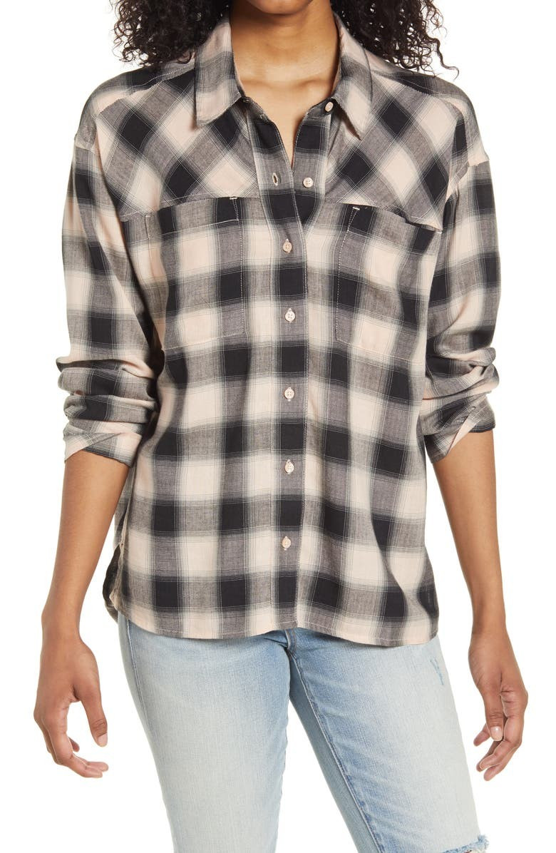 High/Low Plaid Button-Up Shirt | Nordstrom