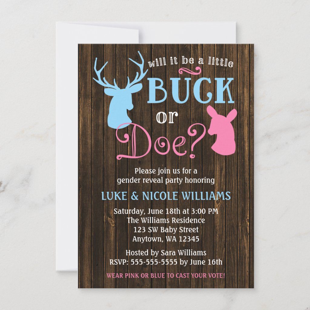 Buck or Doe Gender Reveal Party Baby Shower | Zazzle