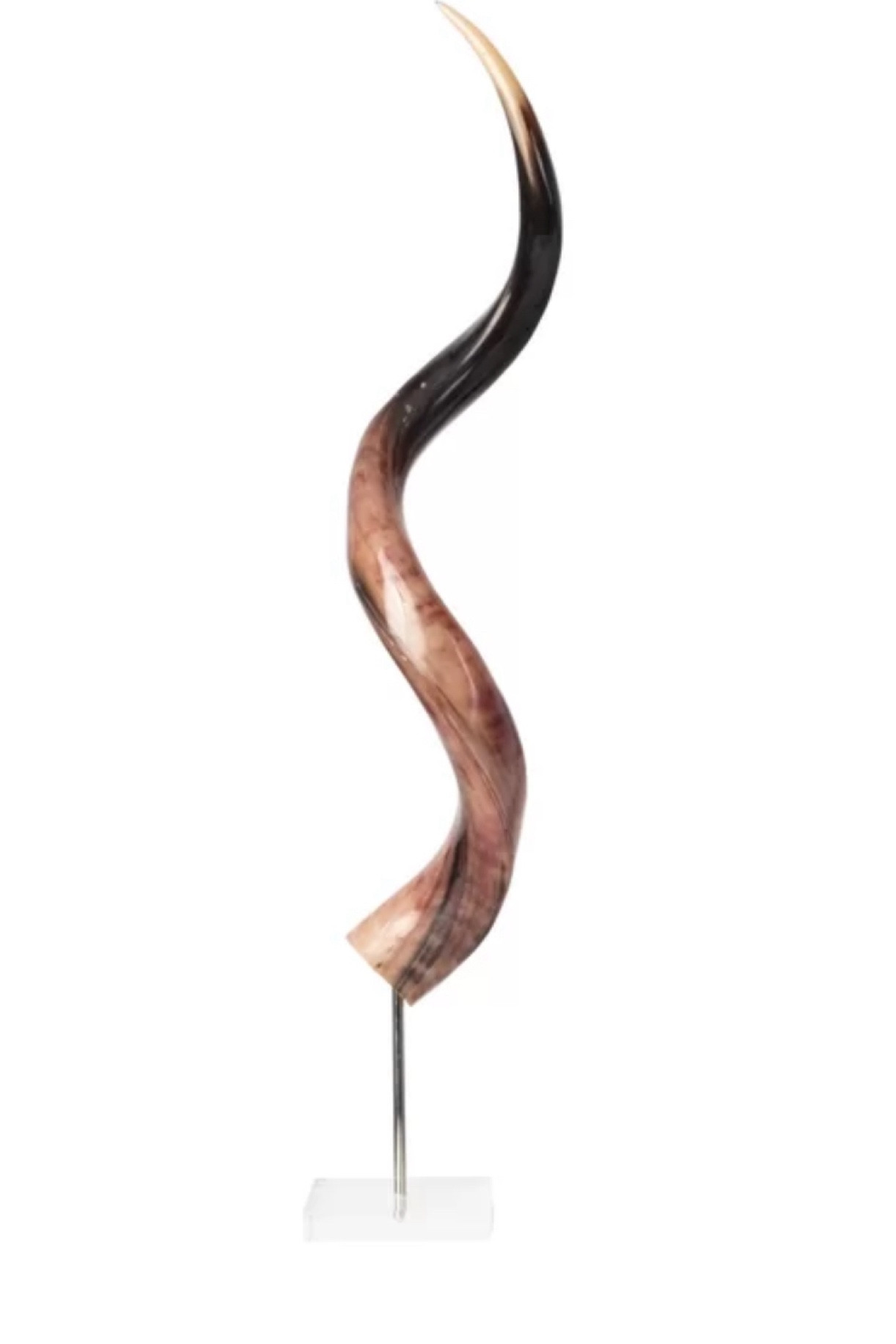 African to do horn sculpture on acrylic

A naturally elegant accent for your collection, this sustainably sourced African kudu horn is cleaned, polished, and presented with a stainless steel rod on an acrylic base. We love it displayed on a shelf or mantel, either on its own or grouped with similar pieces. Due to the use of natural materials, each piece is unique and may vary slightly from the image shown.

#LTKHome #LTKOver40 #LTKStyleTip