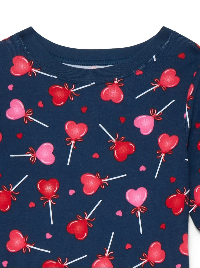 Girls Cotton Snug-Fit Top and Pants Pajama Set from Way to Celebrate, 2-Piece, Sizes 4-10 | Walmart (US)