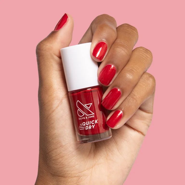 Olive & June Quick Drying Nail Polish, Lippy, Shimmery Red, 0.3 fl oz | Walmart (US)