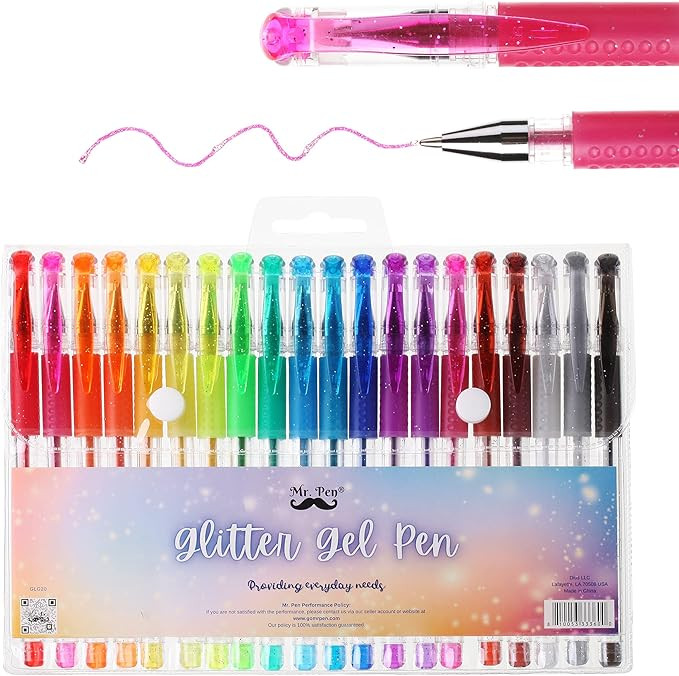 Mr. Pen- Glitter Gel Pens, Assorted Colors, 20 pcs, Glitter Pens, Glitter Gel Pens for Adult Colo... | Amazon (US)