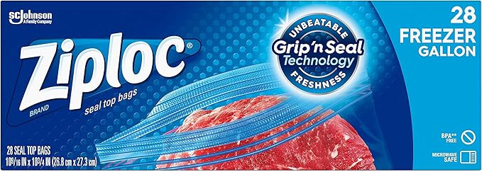 Ziploc Freezer Bags with New Grip 'n Seal Technology, Gallon, 28 Count | Amazon (US)