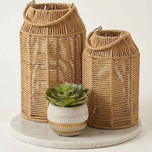 Natural Jute Boho Lanterns - Handcrafted Coffee Table Decor to Enhance Your Home - Modern Decorat... | Amazon (US)