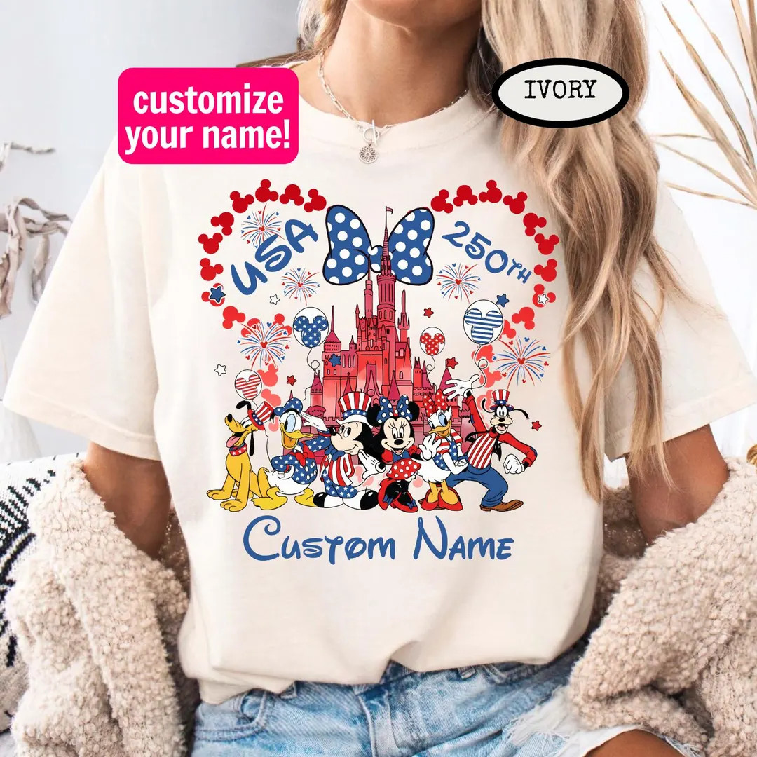 Custom Disney 4th of July Shirt, Happy 250th Birthday USA Shirt, America 250 Tee, Fourth of July ... | Etsy (US)