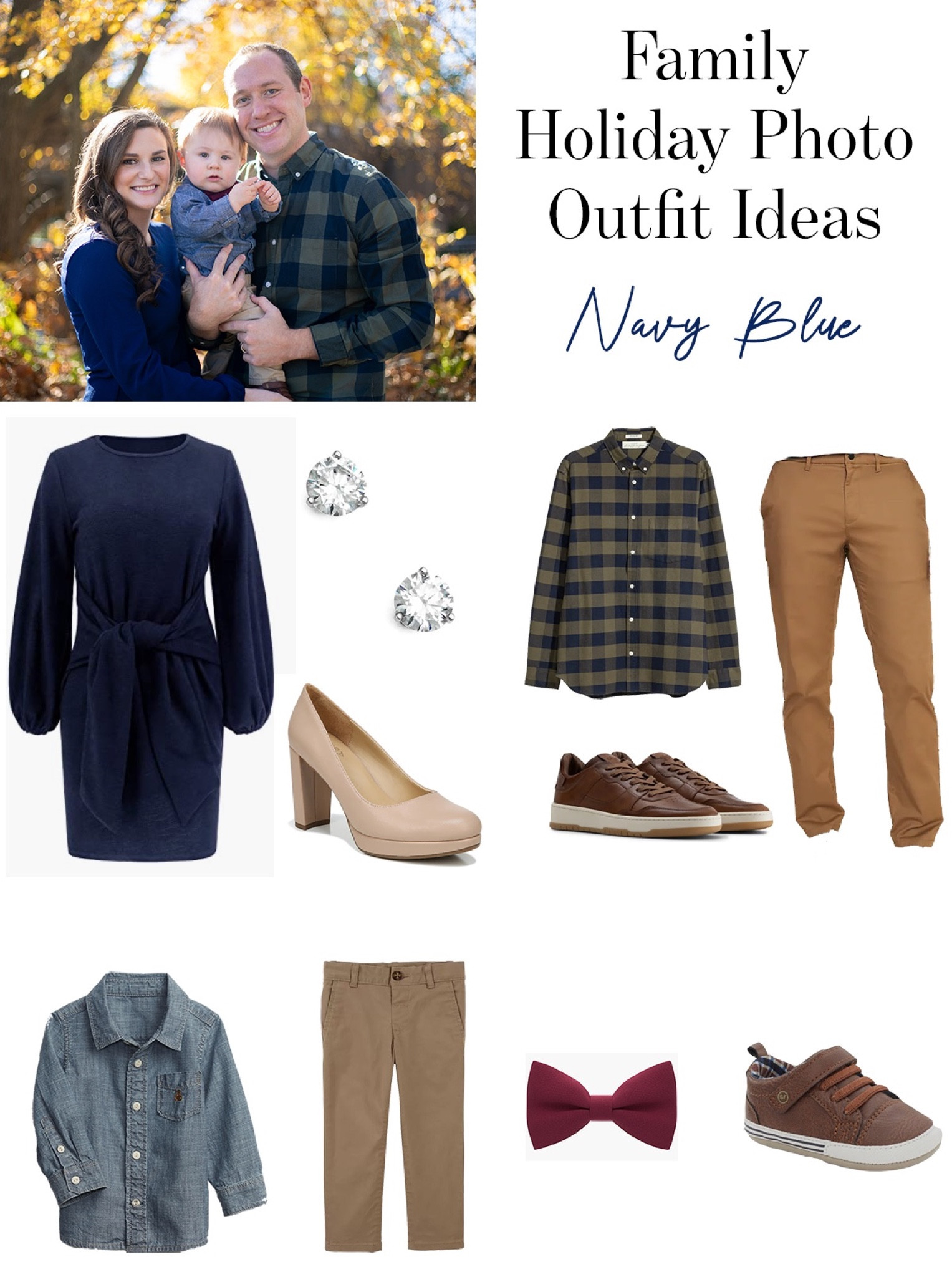 Wondering what to wear for those upcoming family holiday photos? These outfit ideas are in the navy blue color scheme for Mom, Dad, brother, and sister. 

#LTKSeasonal #LTKHoliday #LTKfamily