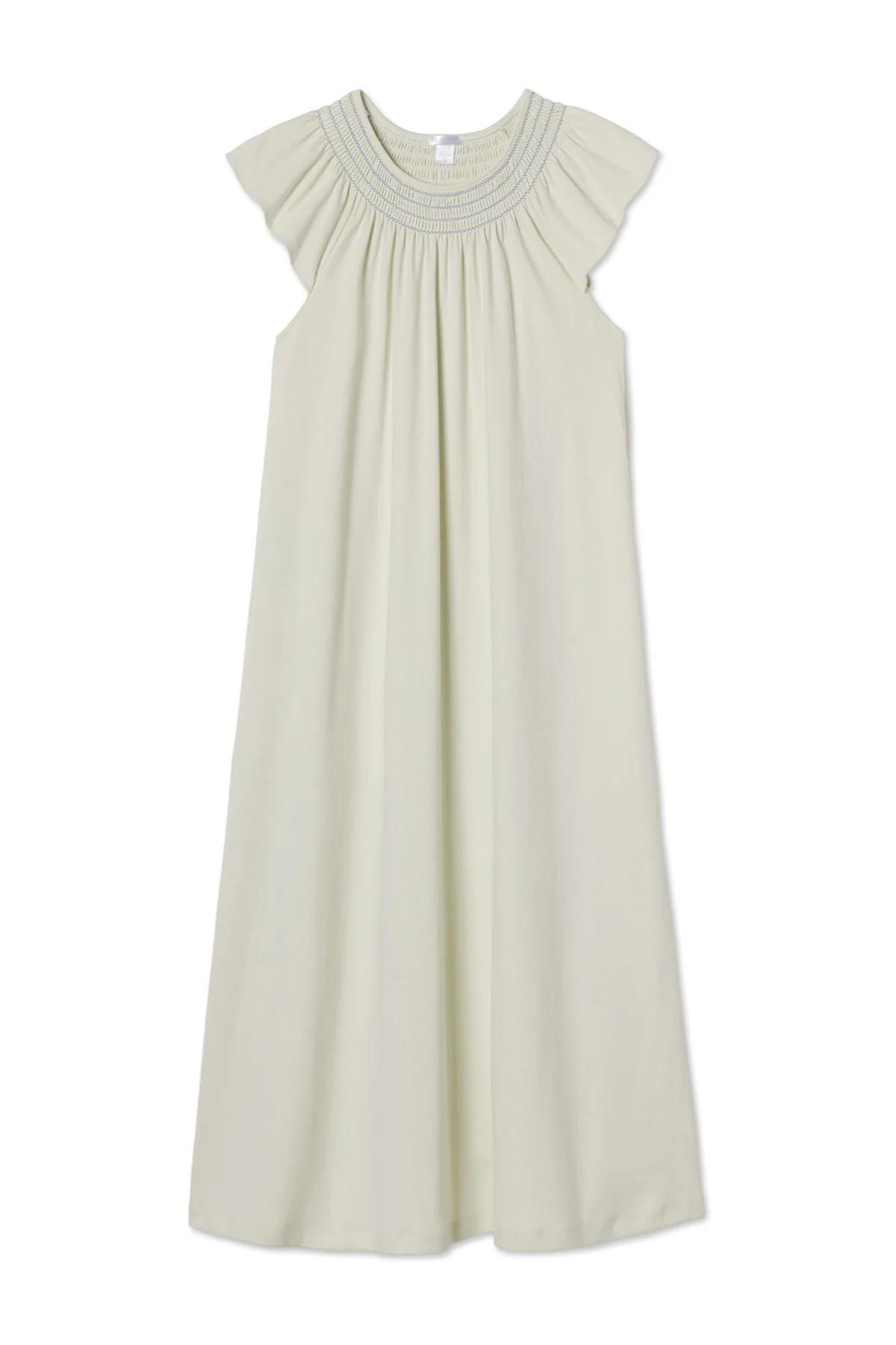 Pima Smocked Flutter Midi Nightgown in Lichen | Lake Pajamas