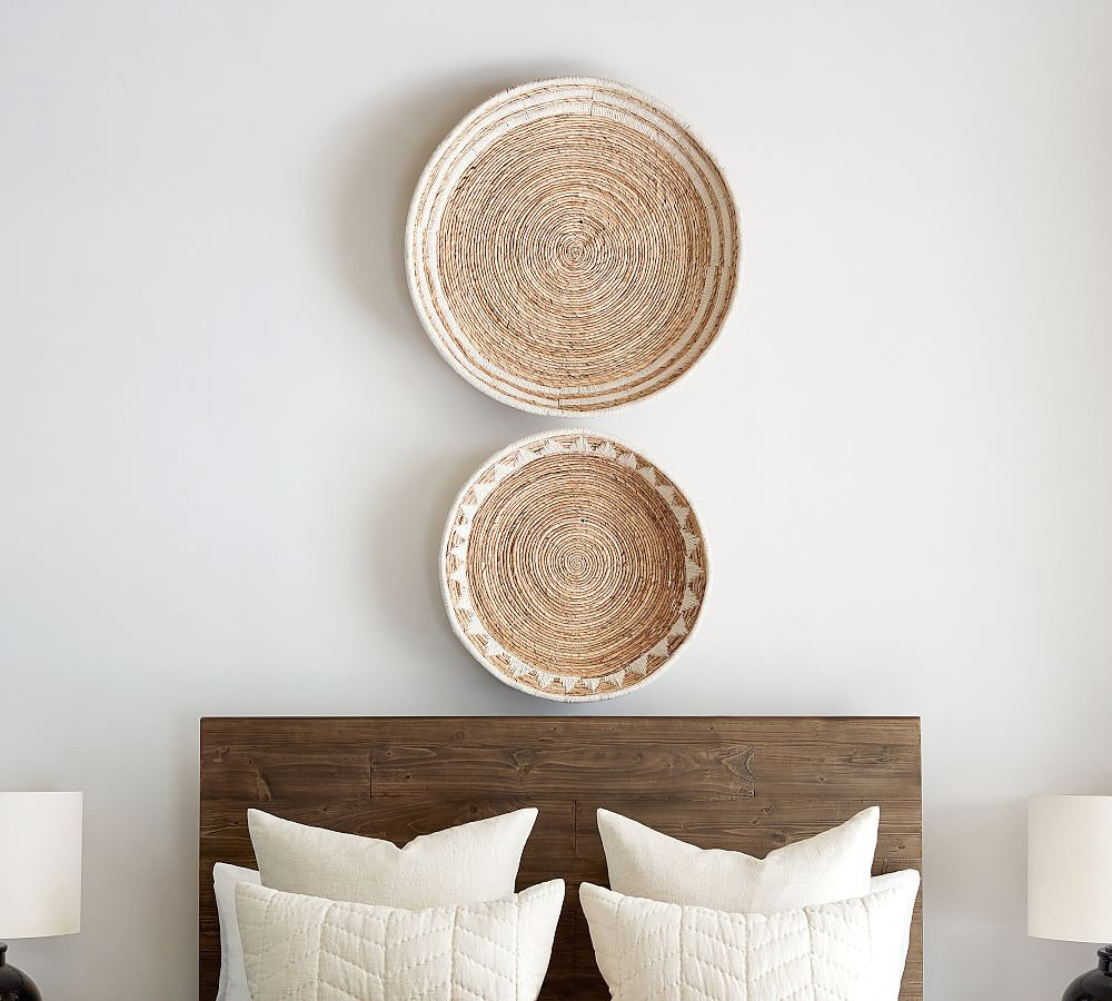Sunny Handwoven Basket Wall Art, Natural/White - Set of 2 | Pottery Barn (US)