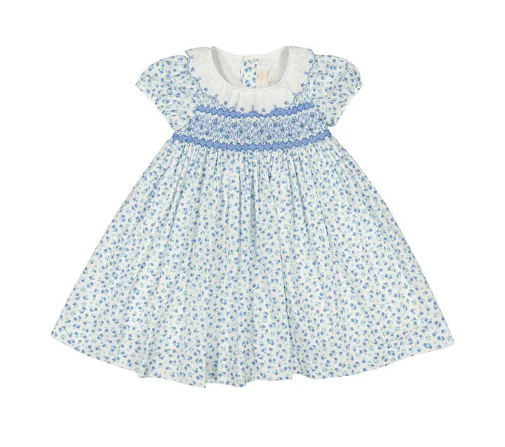 Antionette Paris Isadora Floral Blue Short Puff Dress | JoJo Mommy