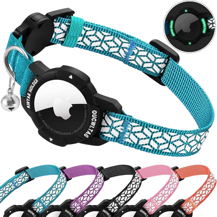 OUCWLTAG AirTag Cat Collar Breakaway, Reflective GPS Cat Collar with Luminous Apple Air Tag Holde... | Amazon (US)