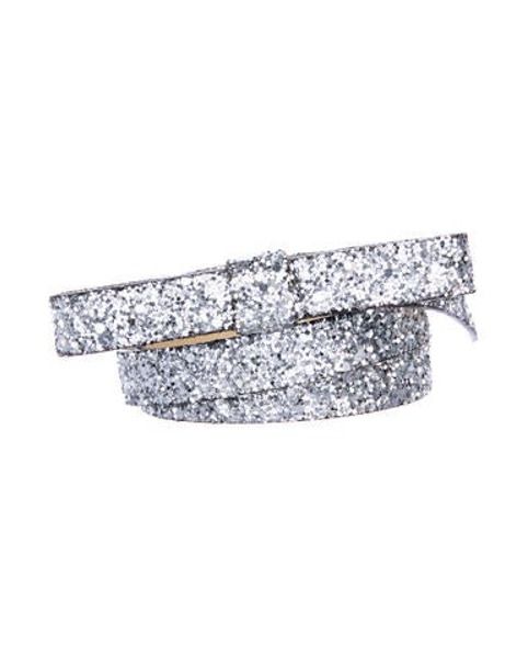 Kate Spade New York Glitter Bow Belt Silver | The RealReal