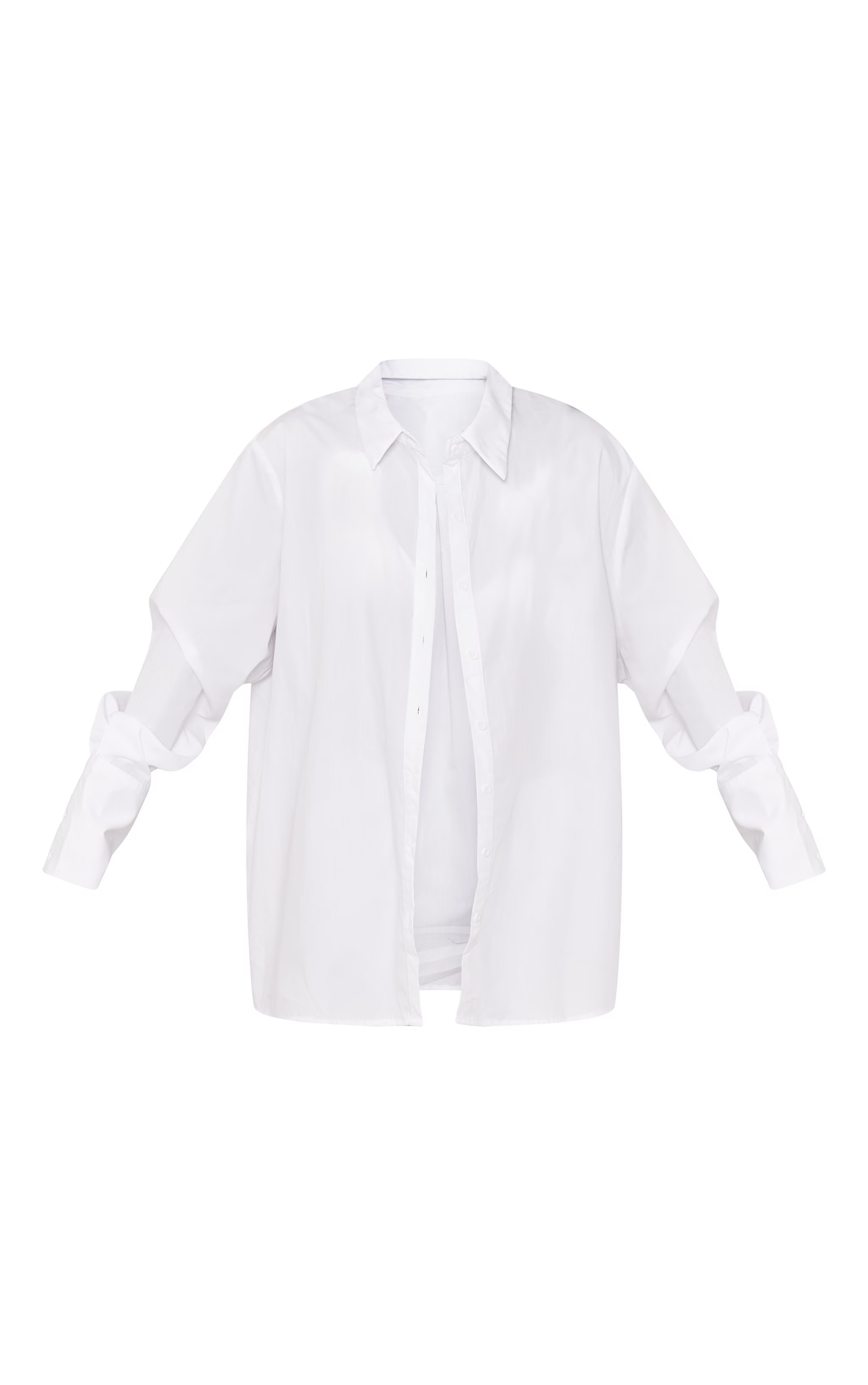 White Poplin Oversized Cuff Shirt | Pretty Little Thing (Australia & New Zealand)