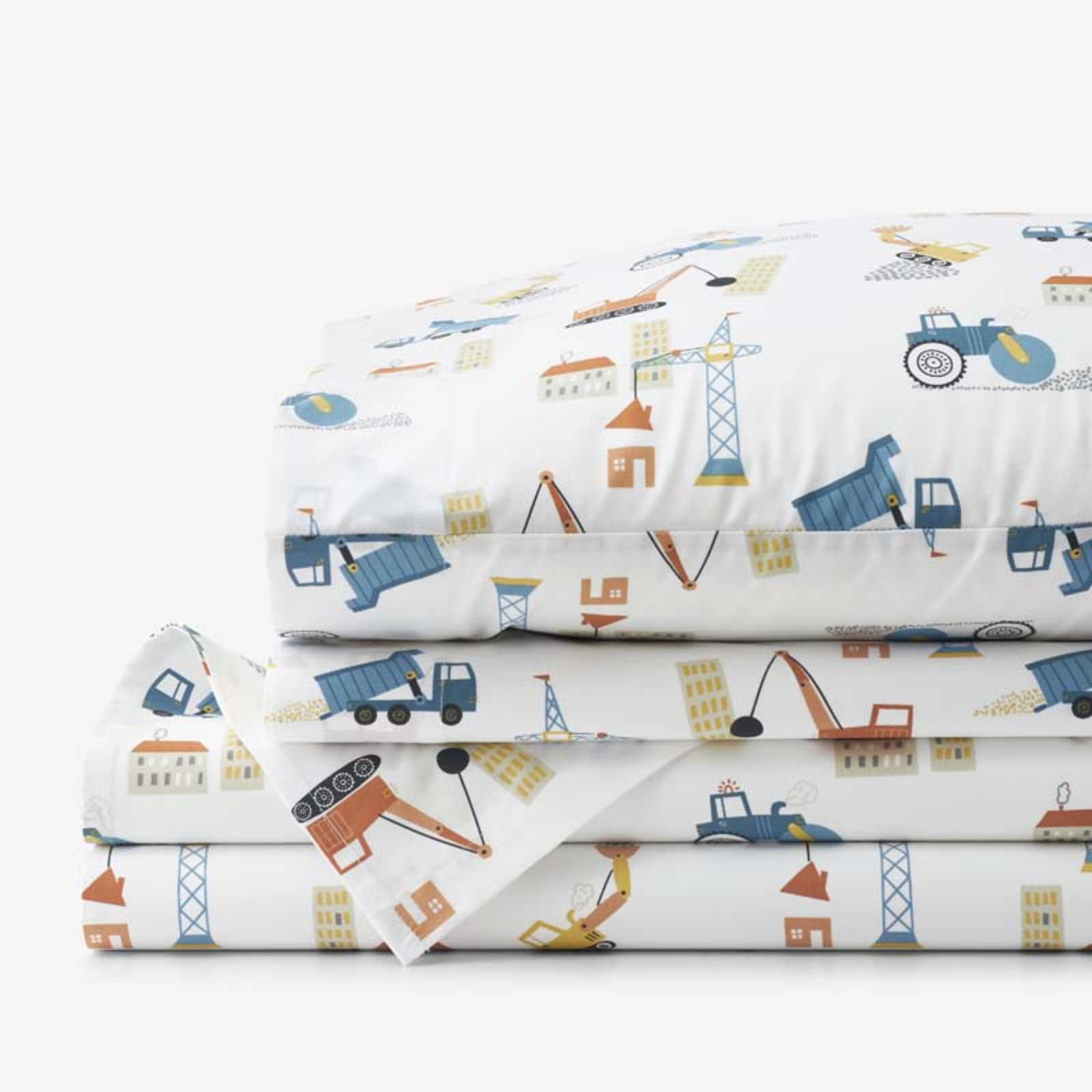 City Builders Classic Cool Organic Cotton Percale Bed Sheet Set - White Multi, Twin XL | The Company Store