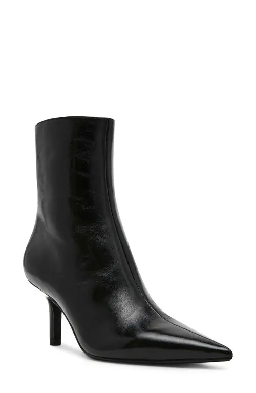 Steve Madden Alston Pointed Toe Bootie in Black Leather at Nordstrom, Size 6.5 | Nordstrom