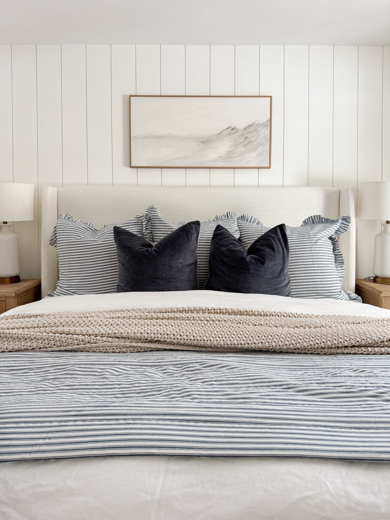 Soft neutral bedroom styling! A neutral bedroom styled with subtle patterns, cozy textures, and soft layers for an effortlessly calm and coastal feel.

Neutral bedroom decor, coastal home style, layered bedding, soft textures, cape cod home, calming bedroom, winter home inspiration, timeless decor, Sherri calnan home

#LTKHome #LTKFindsUnder50