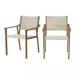 Hampton Bay Rocky Mount Armed Metal Outdoor Dining Chair (2-Pack) 1376a_KD_2pk - The Home Depot | The Home Depot