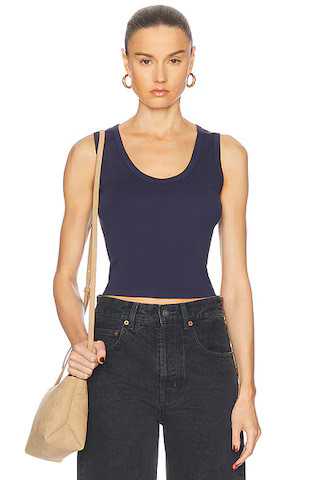 Supima Rib Baby Cropped Fitted U Tank Top | FWRD 