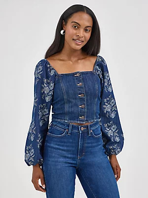 Women's Wrangler Denim Cropped Blouse | Wrangler