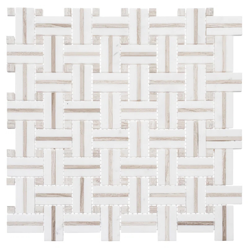 Fabrique 1" x 2" Natural Stone Marble Basket Weave Mosaic Wall & Floor Tile | Wayfair North America