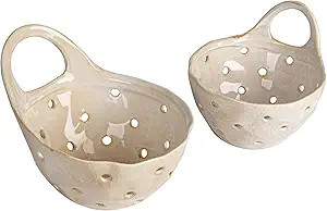 Creative Co-Op Set of 2 Cream Stoneware Colanders | Amazon (US)