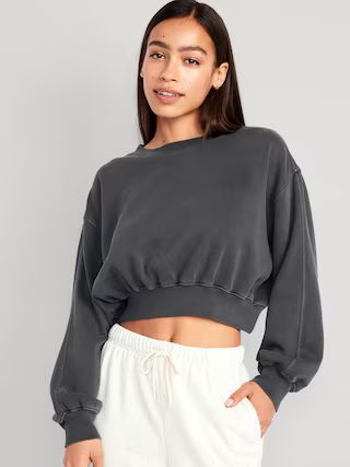 Oversized Cropped Fleece Sweatshirt for Women | Old Navy (US)