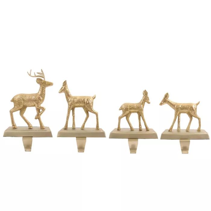 4pk Metal Deer Christmas Stocking Holder Brushed Brass - Wondershop™ | Target